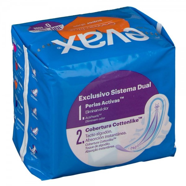 evax cottonlike super alas 12 compresas