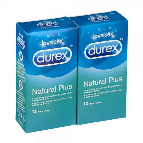 durex natural plus duplo preservativos 2x12 unidades