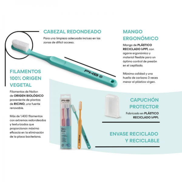 PHB Cepillo Dental So-Eco Medio 2 unidades 2