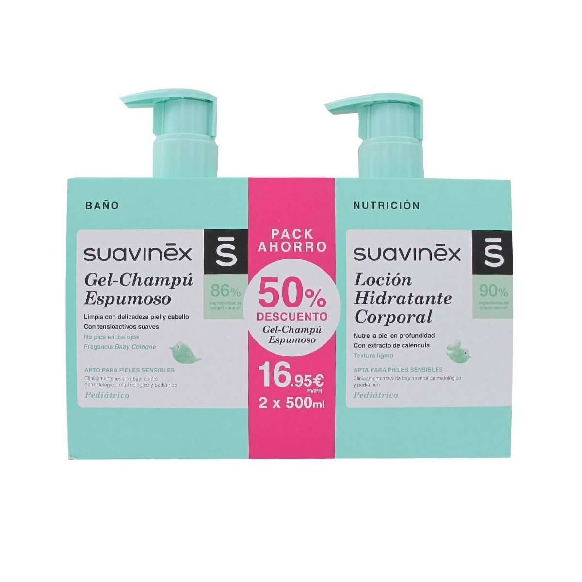 suavinex pack locion hidratante 500 ml gel espumoso 500 ml