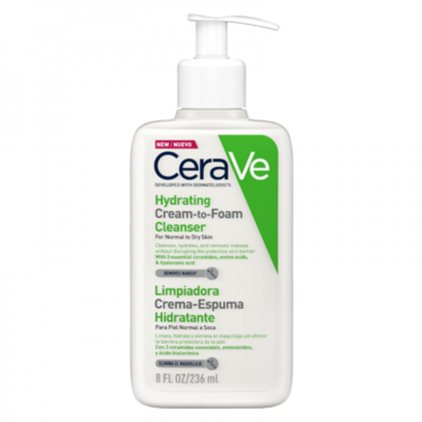CERAVE CREMA LIMPIADORA HIDRATANTE ESPUMOSA 236 ML
