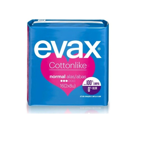 evax compresas cottonlike normal alas 16
